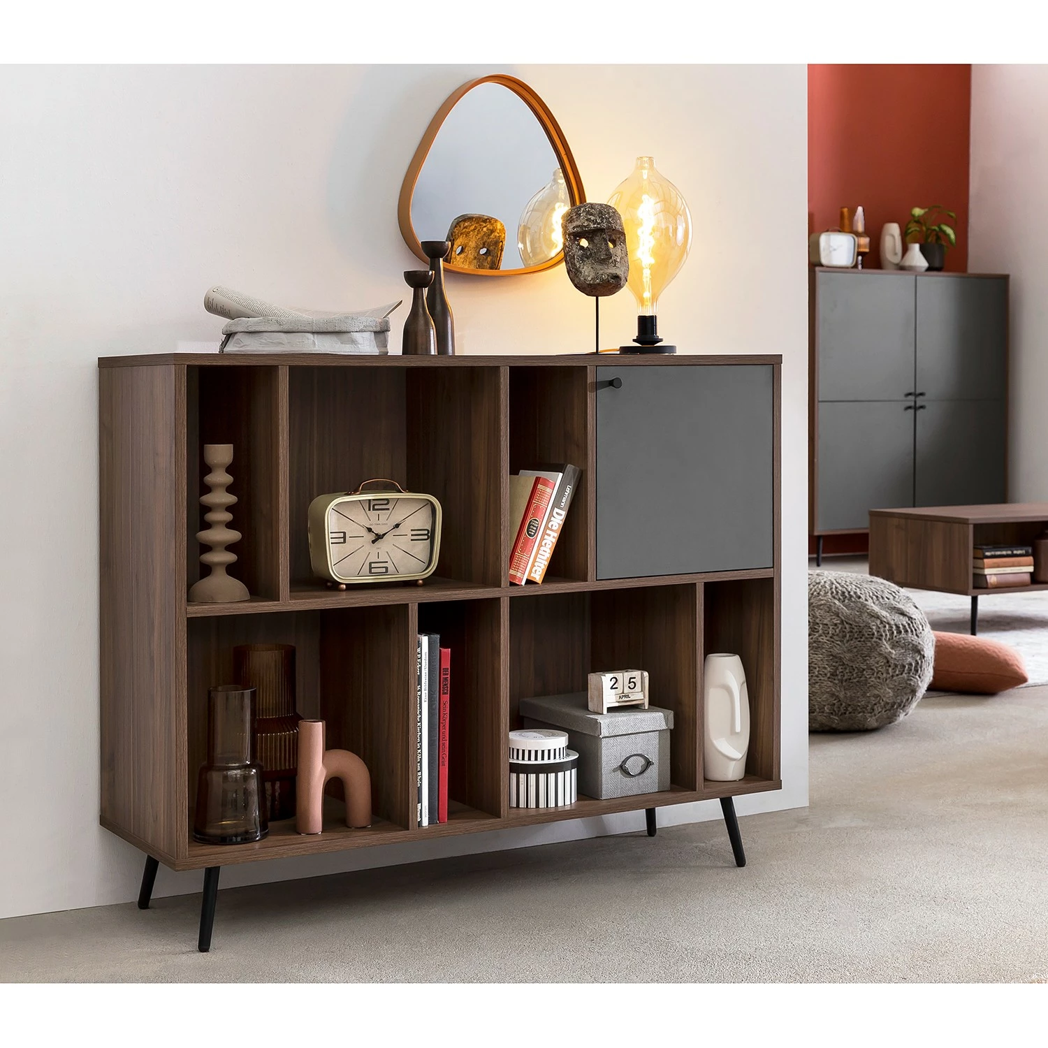 Loftscape Regal Sirkka II - Grau / Walnuss Dekor 4 Loftscape Regal Sirkka II - Grau / Walnuss Dekor – Bild 2