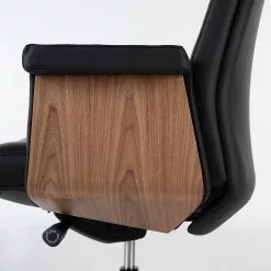 Fredriks Bürostuhl Weld - Echtleder / Walnuss Furnier / Metall - Schwarz / Walnuss / Aluminium -Büromöbel Verkäufe 1000310647 220826 039 DETAILS P000000001000310647