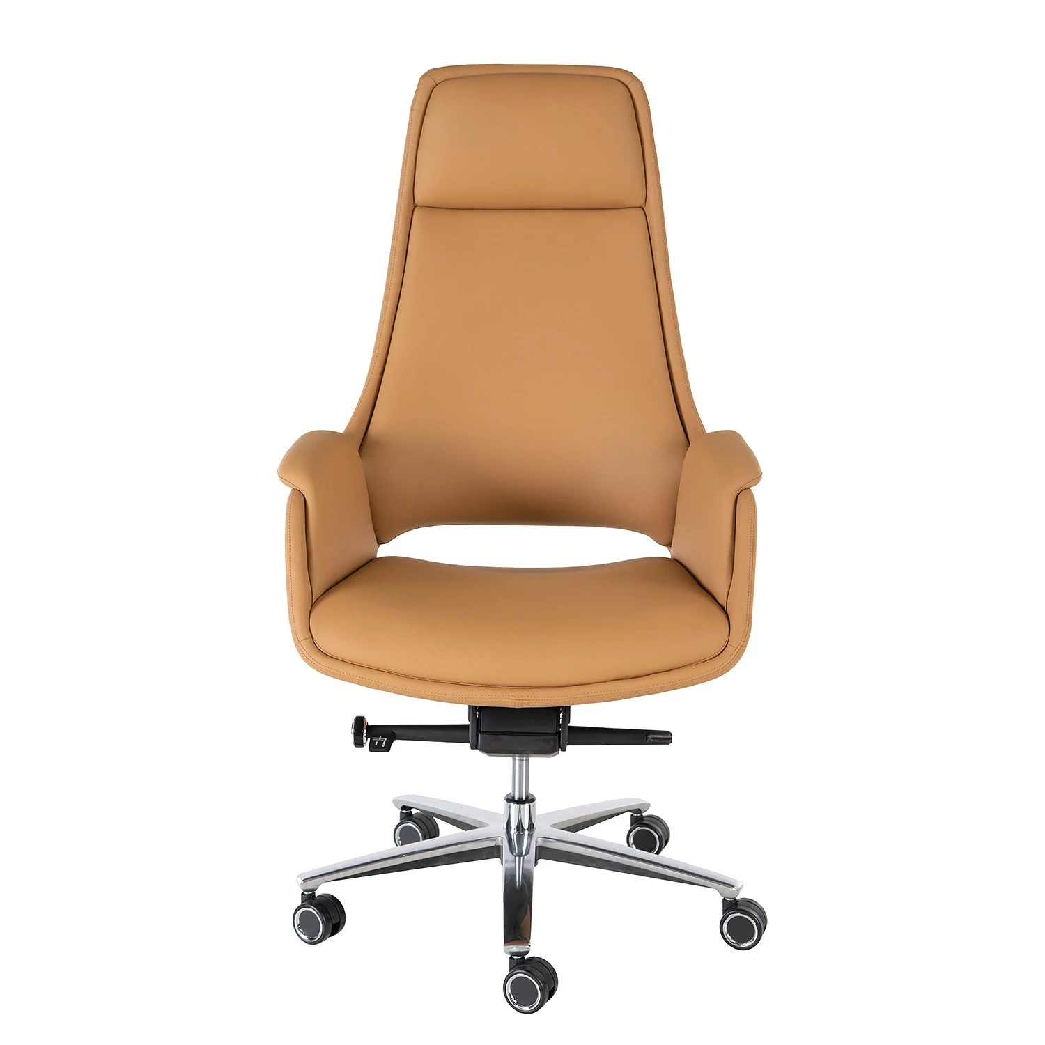 Fredriks Bürostuhl Zore - Kunstleder / Metall - Cognac / Aluminium 4 Fredriks Bürostuhl Zore - Kunstleder / Metall - Cognac / Aluminium – Bild 2