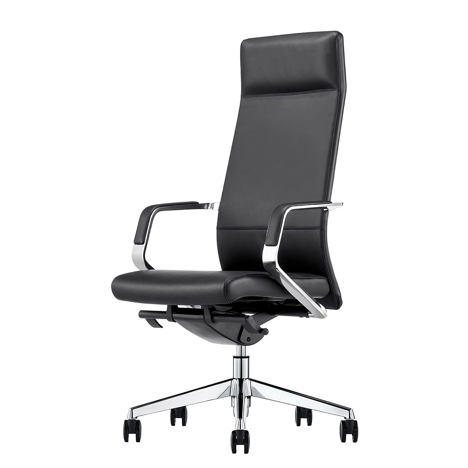 Fredriks Bürostuhl Mecco - Echtleder / Aluminium - Schwarz / Silber 3 Fredriks Bürostuhl Mecco - Echtleder / Aluminium - Schwarz / Silber