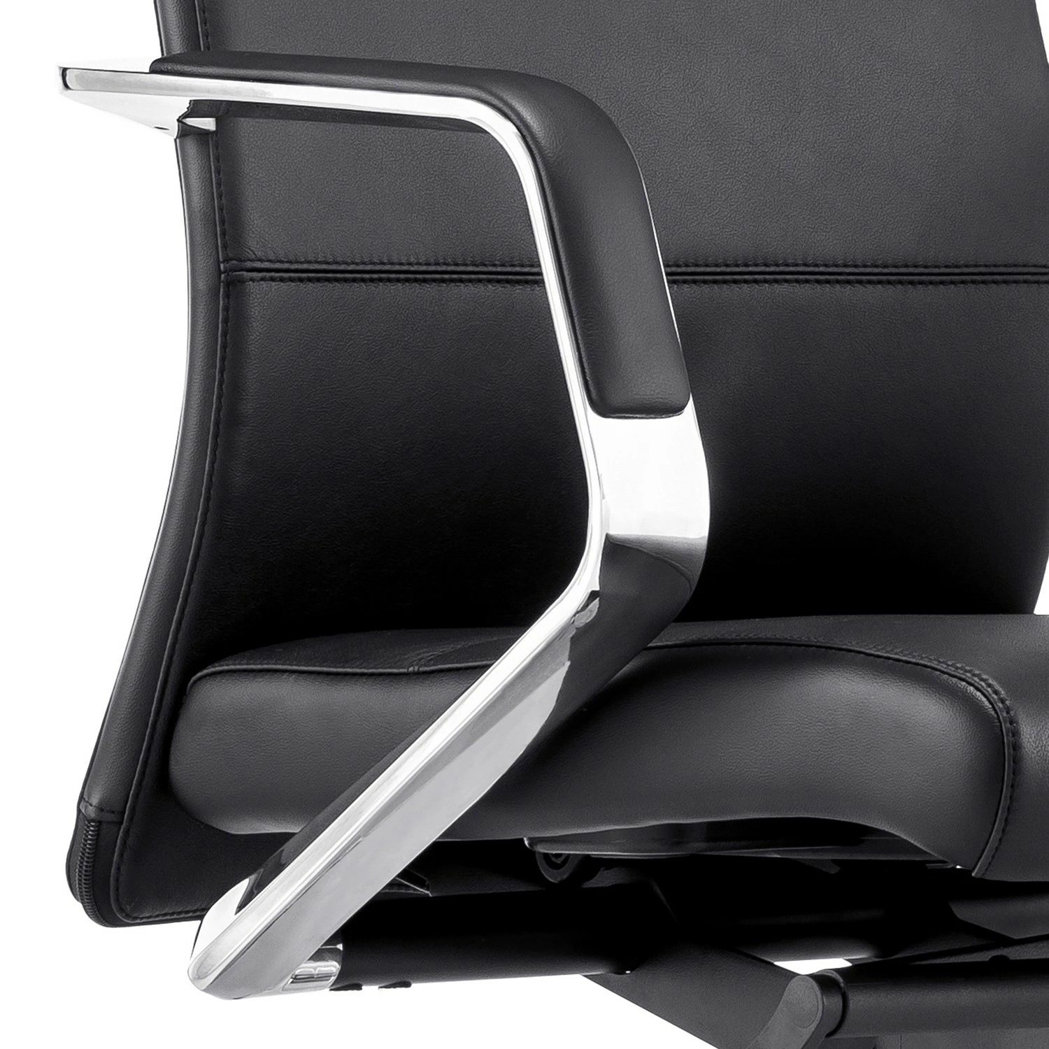 Fredriks Bürostuhl Mecco - Echtleder / Aluminium - Schwarz / Silber 6 Fredriks Bürostuhl Mecco - Echtleder / Aluminium - Schwarz / Silber – Bild 4