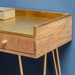 Schreibtisch Lennard I - Mango massiv / Eisen - Mango / Messing -Büromöbel Verkäufe 1000315298 211214 16251100153 DETAILS P000000001000315298