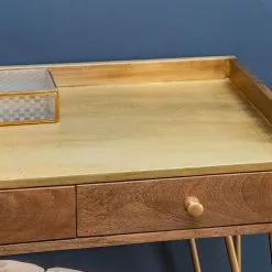 Schreibtisch Lennard I - Mango massiv / Eisen - Mango / Messing -Büromöbel Verkäufe 1000315298 211214 16251100161 DETAILS P000000001000315298