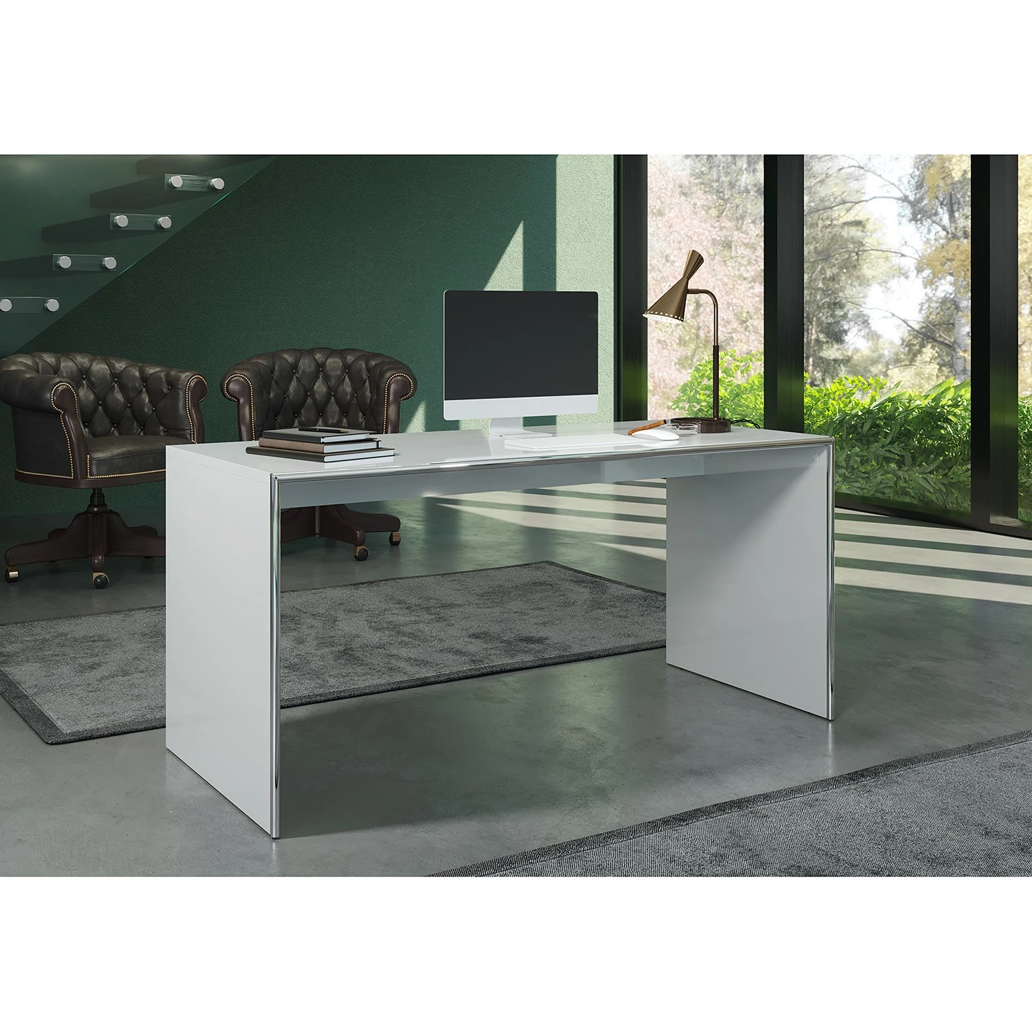 Trendteam Schreibtisch Infinity - Hochglanz Grau / Chrom 4 Trendteam Schreibtisch Infinity - Hochglanz Grau / Chrom – Bild 2