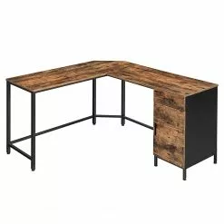 Red Living Eckschreibtisch Buxy IV - Eiche Rustikal Dekor / Schwarz -Büromöbel Verkäufe 1000330253 220204 13344200030 DETAILS P000000001000330253