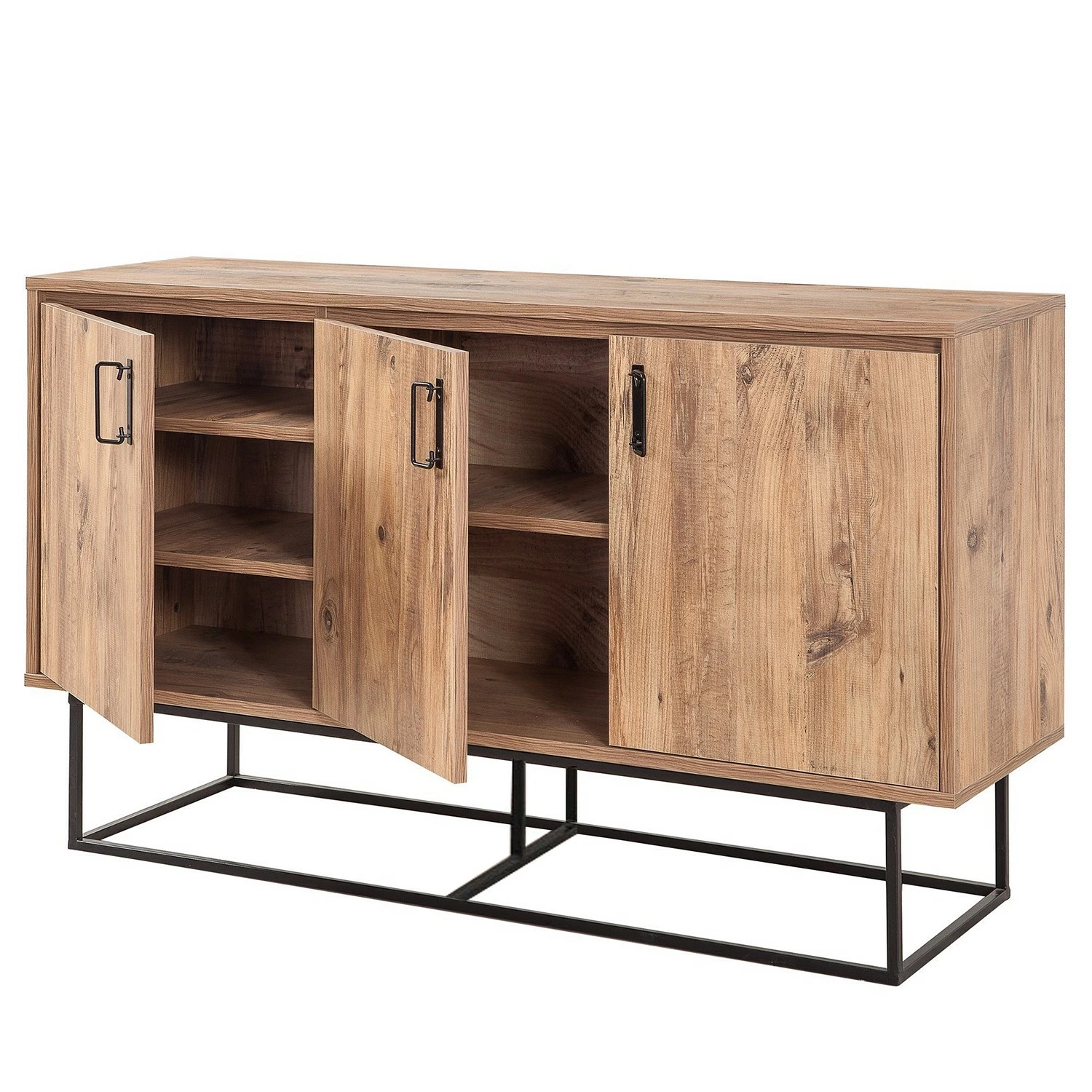 Red Living Sideboard Yopal I - Metall - Kiefer Dekor / Schwarz 8 Red Living Sideboard Yopal I - Metall - Kiefer Dekor / Schwarz – Bild 6