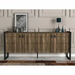 Red Living Sideboard Lando - Metall - Walnuss Dekor / Schwarz -Büromöbel Verkäufe 1000333722 220302 021 MOOD DETAILS P000000001000333722 mood