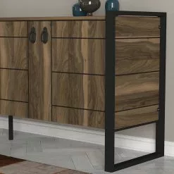 Red Living Sideboard Lando - Metall - Walnuss Dekor / Schwarz -Büromöbel Verkäufe 1000333722 220302 030 DETAILS P000000001000333722