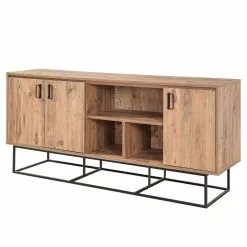 Red Living Sideboard Yopal II - Metall - Kiefer Dekor / Schwarz