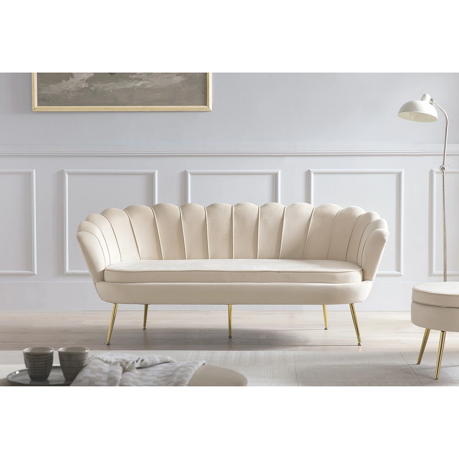 Norrwood Sofa Ralemo (3-Sitzer) - Samt - Creme 4 Norrwood Sofa Ralemo (3-Sitzer) - Samt - Creme – Bild 3