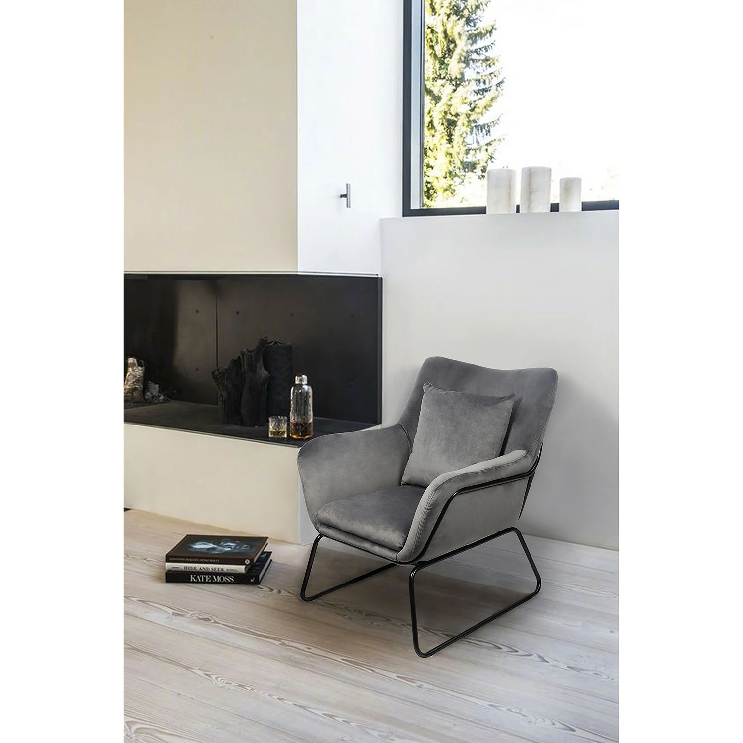 Norrwood Relaxsessel Tizio - Samt - Grau 3 Norrwood Relaxsessel Tizio - Samt - Grau – Bild 2