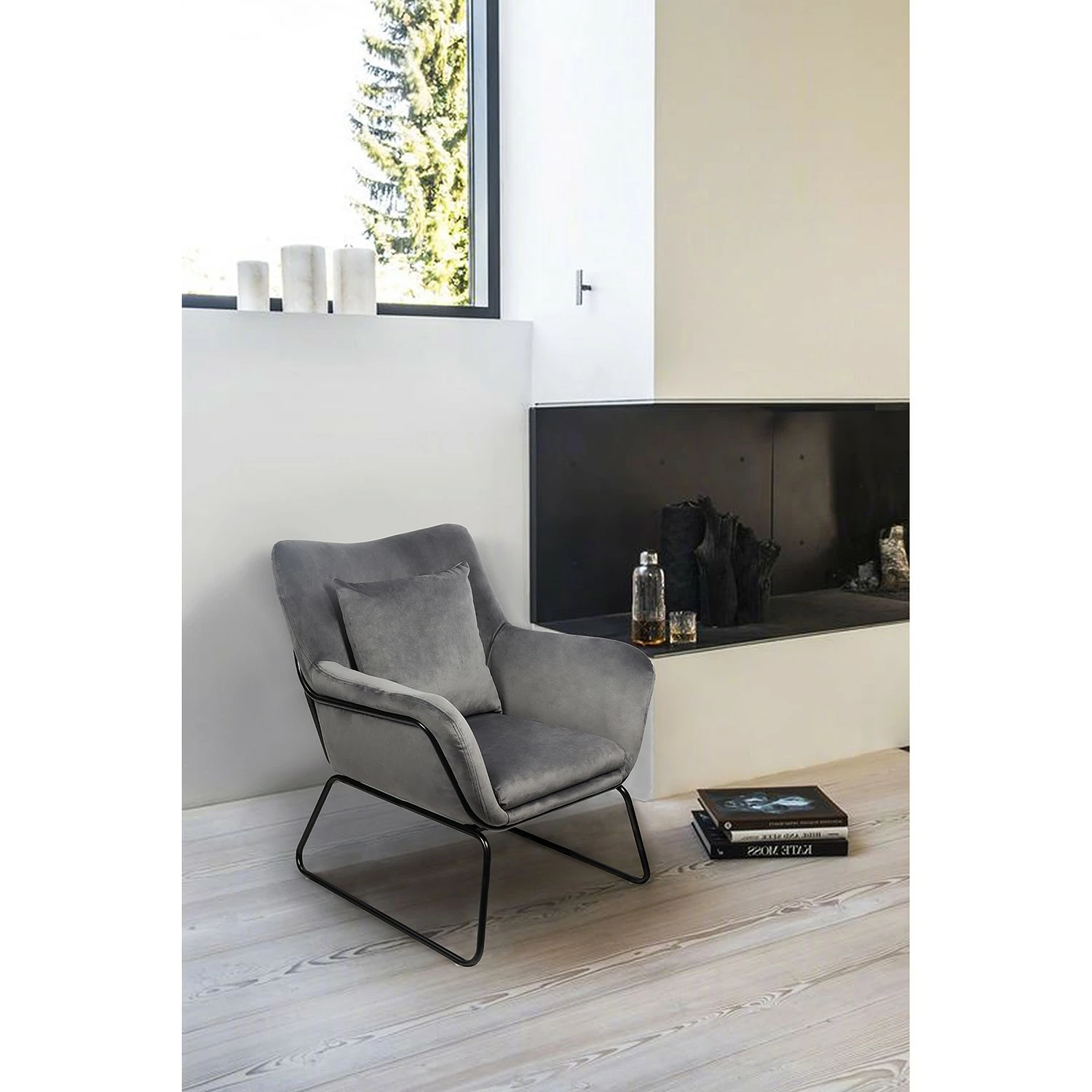 Norrwood Relaxsessel Tizio - Samt - Grau 4 Norrwood Relaxsessel Tizio - Samt - Grau – Bild 3