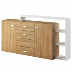 Loftscape Sideboard Littor - Weiß / Eiche Grandson Dekor