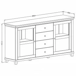 Ridgevalley Sideboard Emmanuela I - Kiefer Weiß Dekor -Büromöbel Verkäufe 1000339993 220317 500 SKETCH DETAILS P000000001000339993 sketch