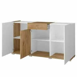 Loftscape Sideboard Lahntal - Hochglanz Weiß / Risseiche Dekor -Büromöbel Verkäufe 1000340000 220317 030 DETAILS P000000001000340000