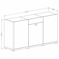Loftscape Sideboard Lahntal - Hochglanz Weiß / Risseiche Dekor -Büromöbel Verkäufe 1000340000 220317 500 SKETCH DETAILS P000000001000340000 sketch