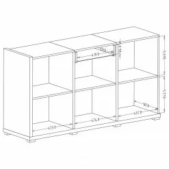 Loftscape Sideboard Lahntal - Hochglanz Weiß / Risseiche Dekor -Büromöbel Verkäufe 1000340000 220317 501 SKETCH DETAILS P000000001000340000 sketch