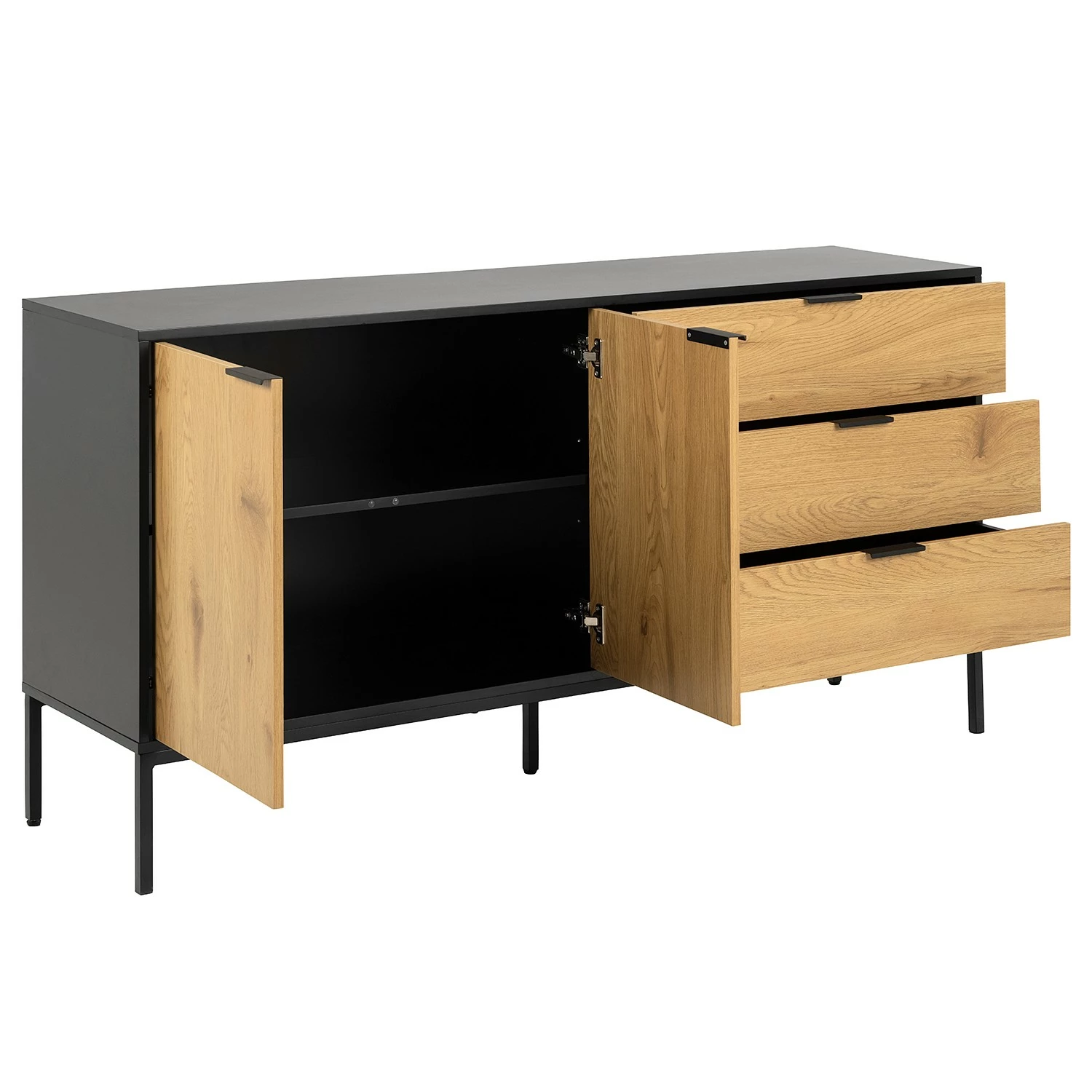 Red Living Sideboard Coogee III - Eiche Dekor / Schwarz 5 Red Living Sideboard Coogee III - Eiche Dekor / Schwarz – Bild 3
