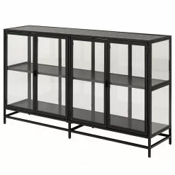 Red Living Sideboard Coogee IV - Glas / Metall - Schwarz