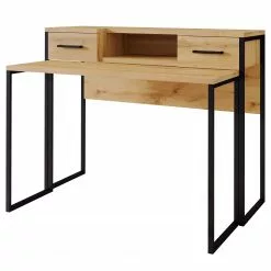 Red Living Schreibtisch Sonny - (Ausziehbar) Wotaneiche Dekor / Schwarz -Büromöbel Verkäufe 1000341081 220322 050 DETAILS P000000001000341081