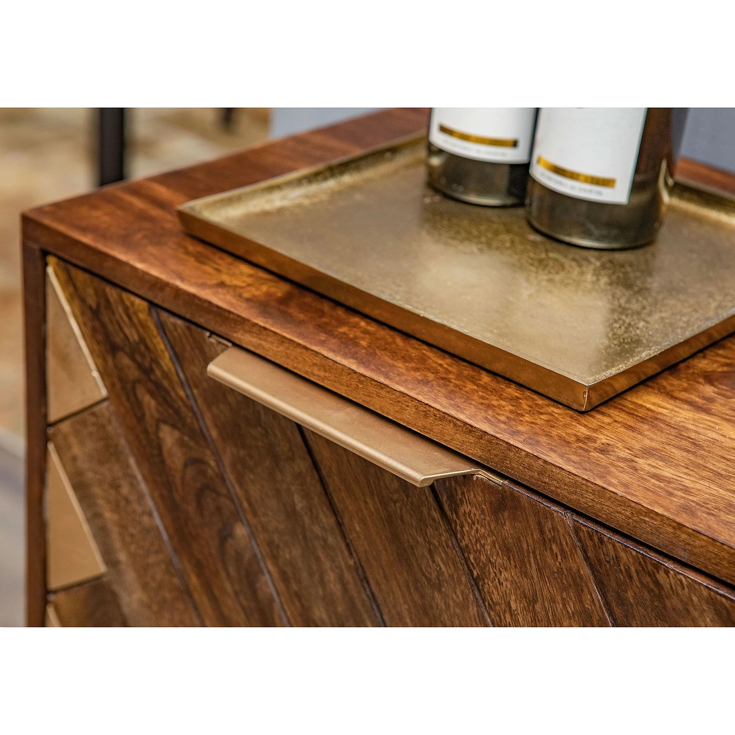 Red Living Sideboard Nook - Mango massiv / Metall - Mango / Gold 10 Red Living Sideboard Nook - Mango massiv / Metall - Mango / Gold – Bild 8