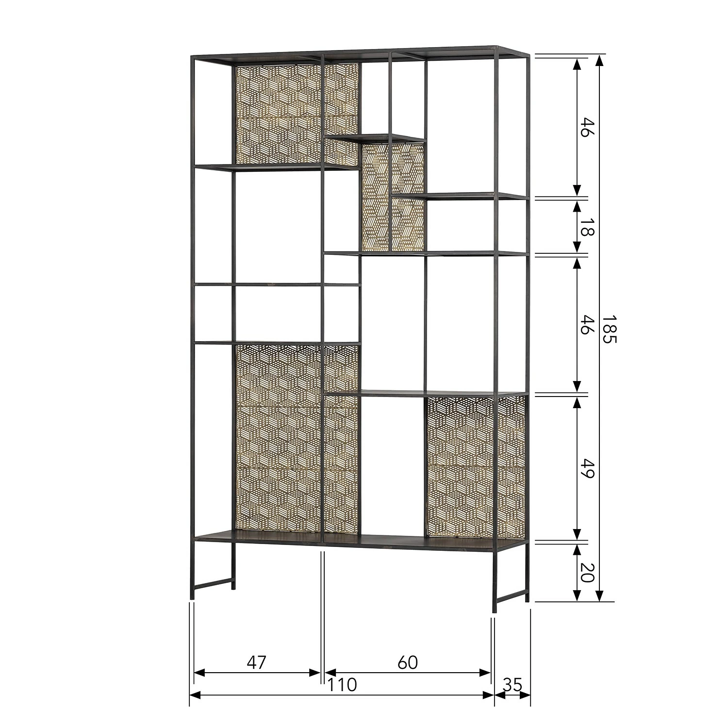 Red Living Regal Quito - Metall - Antik Messing / Schwarz 9 Red Living Regal Quito - Metall - Antik Messing / Schwarz – Bild 7