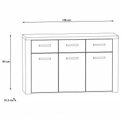 Loftscape Sideboard Parksville - Eiche Sonoma Dekor -Büromöbel Verkäufe 1000342467 220404 500 SKETCH DETAILS P000000001000342467 sketch