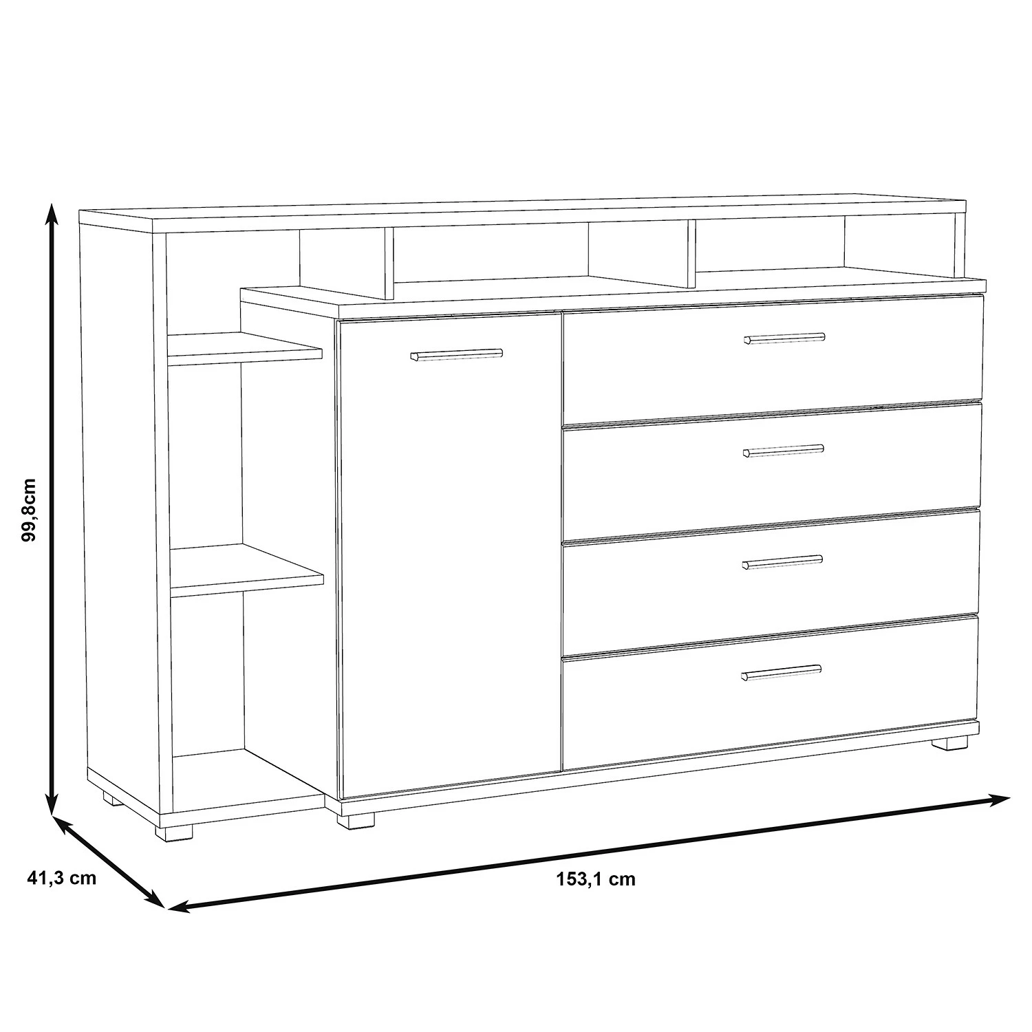 Loftscape Sideboard Piemont III - Weiß / Sandeiche Dekor 8 Loftscape Sideboard Piemont III - Weiß / Sandeiche Dekor – Bild 6