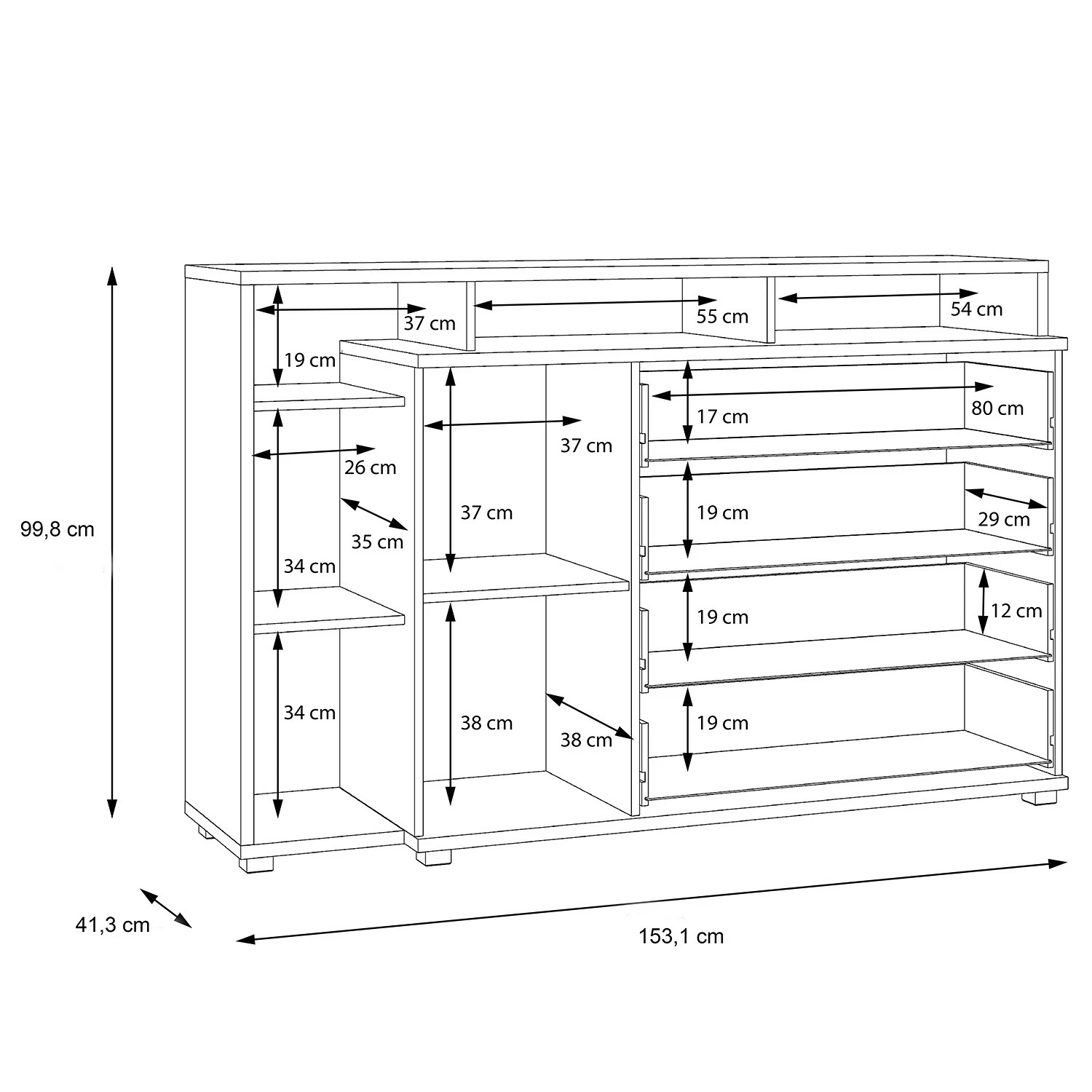Loftscape Sideboard Piemont III - Weiß / Sandeiche Dekor 9 Loftscape Sideboard Piemont III - Weiß / Sandeiche Dekor – Bild 7