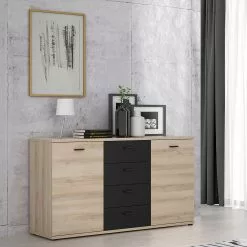 Loftscape Sideboard Piemont I - Schwarz / Eiche Bianco Dekor -Büromöbel Verkäufe 1000342479 220404 020 MOOD DETAILS P000000001000342479 mood