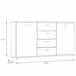 Loftscape Sideboard Piemont I - Schwarz / Eiche Bianco Dekor -Büromöbel Verkäufe 1000342479 220404 500 SKETCH DETAILS P000000001000342479 sketch