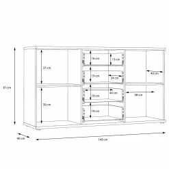 Loftscape Sideboard Piemont I - Schwarz / Eiche Bianco Dekor -Büromöbel Verkäufe 1000342479 220404 501 SKETCH DETAILS P000000001000342479 sketch