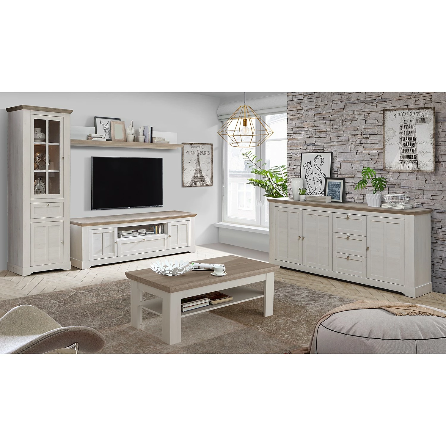 Ridgevalley Sideboard Sandvik II - Eiche Weiß Dekor / Eiche Nelson Dekor 4 Ridgevalley Sideboard Sandvik II - Eiche Weiß Dekor / Eiche Nelson Dekor – Bild 2