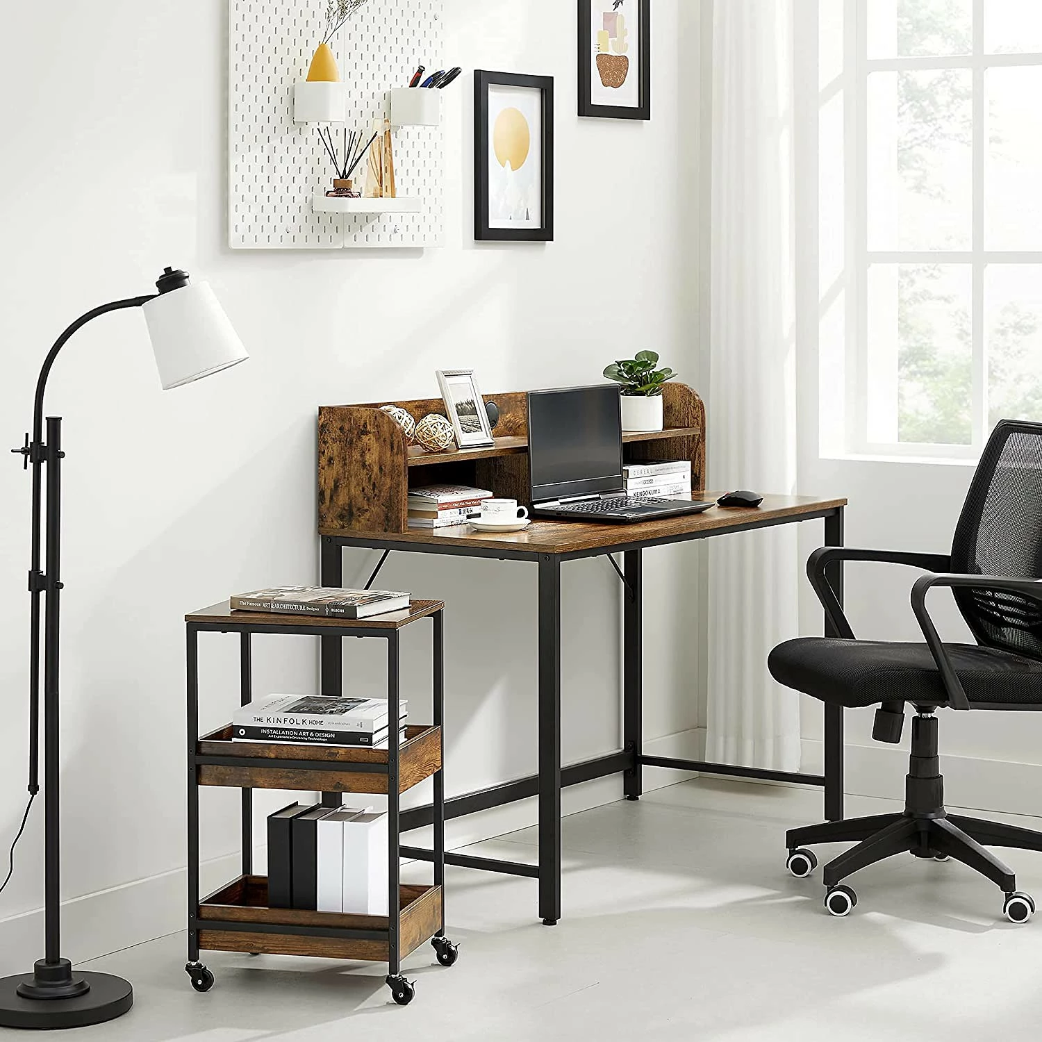 Red Living Schreibtisch-Set Rob (2-teilig) - Eiche Rustikal Dekor / Schwarz 4 Red Living Schreibtisch-Set Rob (2-teilig) - Eiche Rustikal Dekor / Schwarz – Bild 2