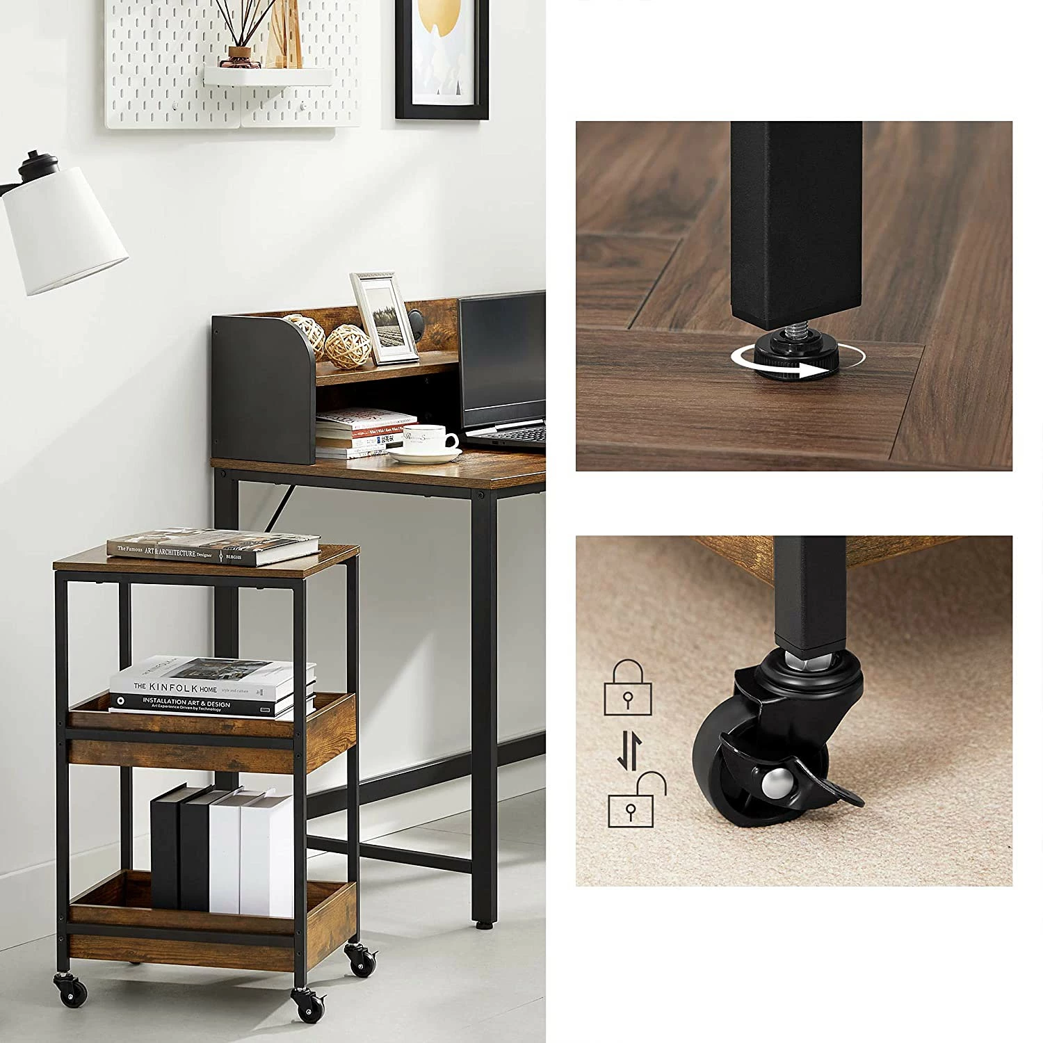 Red Living Schreibtisch-Set Rob (2-teilig) - Eiche Rustikal Dekor / Schwarz 10 Red Living Schreibtisch-Set Rob (2-teilig) - Eiche Rustikal Dekor / Schwarz – Bild 8