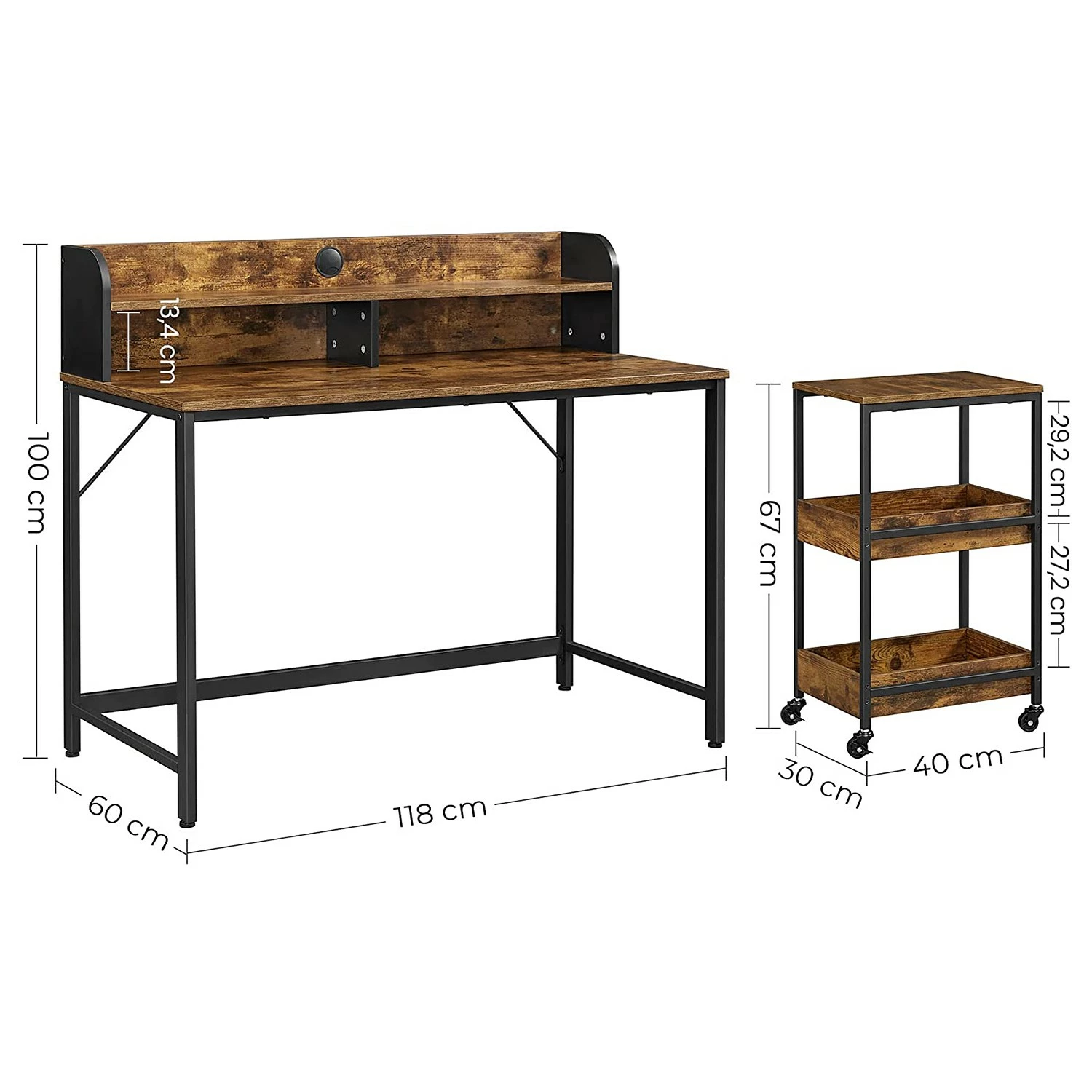 Red Living Schreibtisch-Set Rob (2-teilig) - Eiche Rustikal Dekor / Schwarz 11 Red Living Schreibtisch-Set Rob (2-teilig) - Eiche Rustikal Dekor / Schwarz – Bild 9