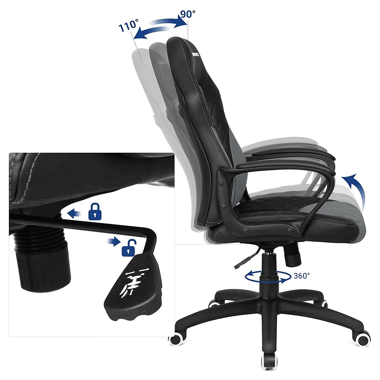 Fredriks Bürostuhl Save - Kunstleder / Kunststoff - Schwarz / Grau 6 Fredriks Bürostuhl Save - Kunstleder / Kunststoff - Schwarz / Grau – Bild 4