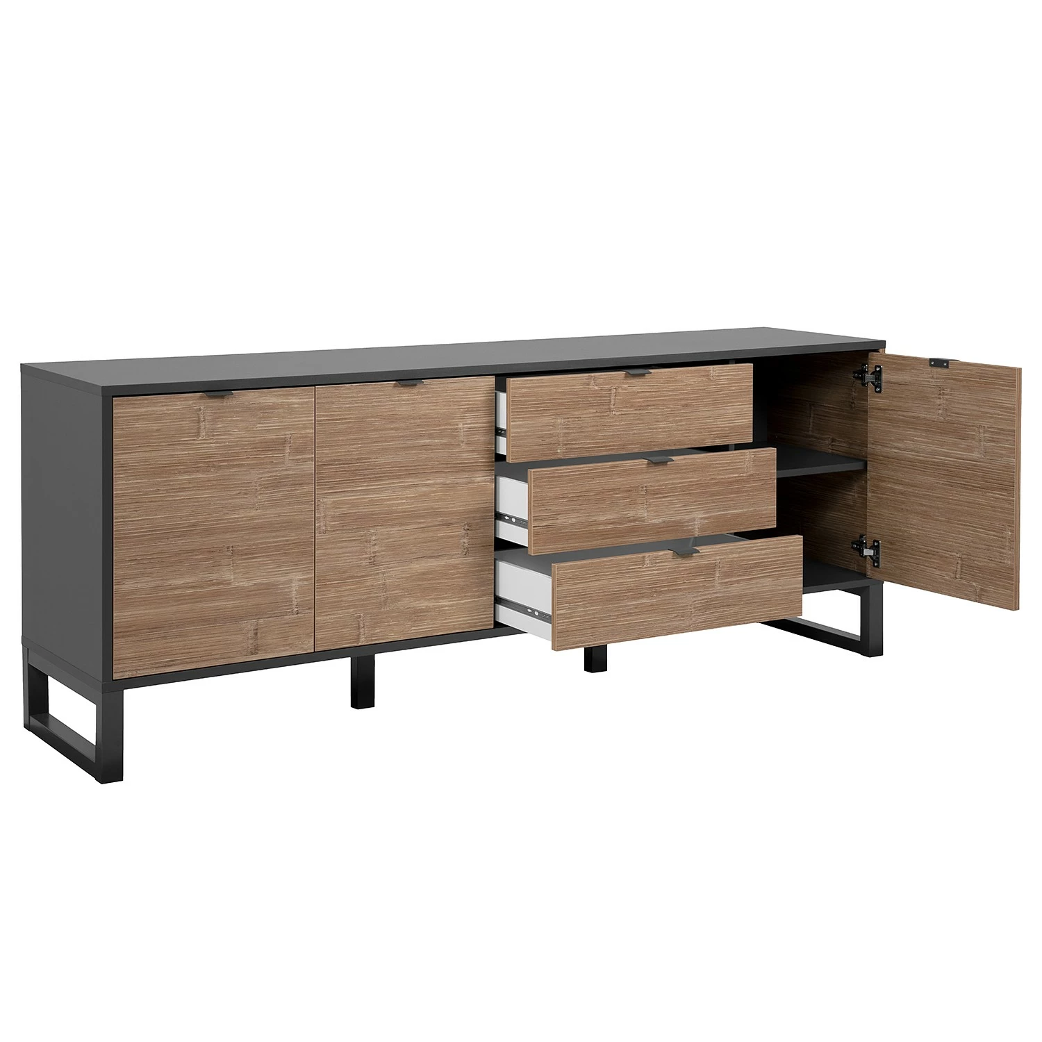Loftscape Sideboard Mid West II - Bambus Dekor / Anthrazit 9 Loftscape Sideboard Mid West II - Bambus Dekor / Anthrazit – Bild 7