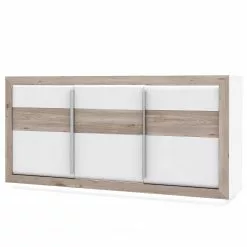 Loftscape Sideboard Wilander - Inkl. Beleuchtung - Hochglanz Weiß / Eiche Nelson Dekor
