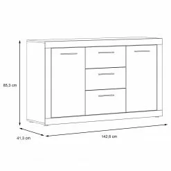 Loftscape Sideboard Vetras - Hochglanz Weiß / Beton Dekor -Büromöbel Verkäufe 1000344673 220414 500 SKETCH DETAILS P000000001000344673 sketch