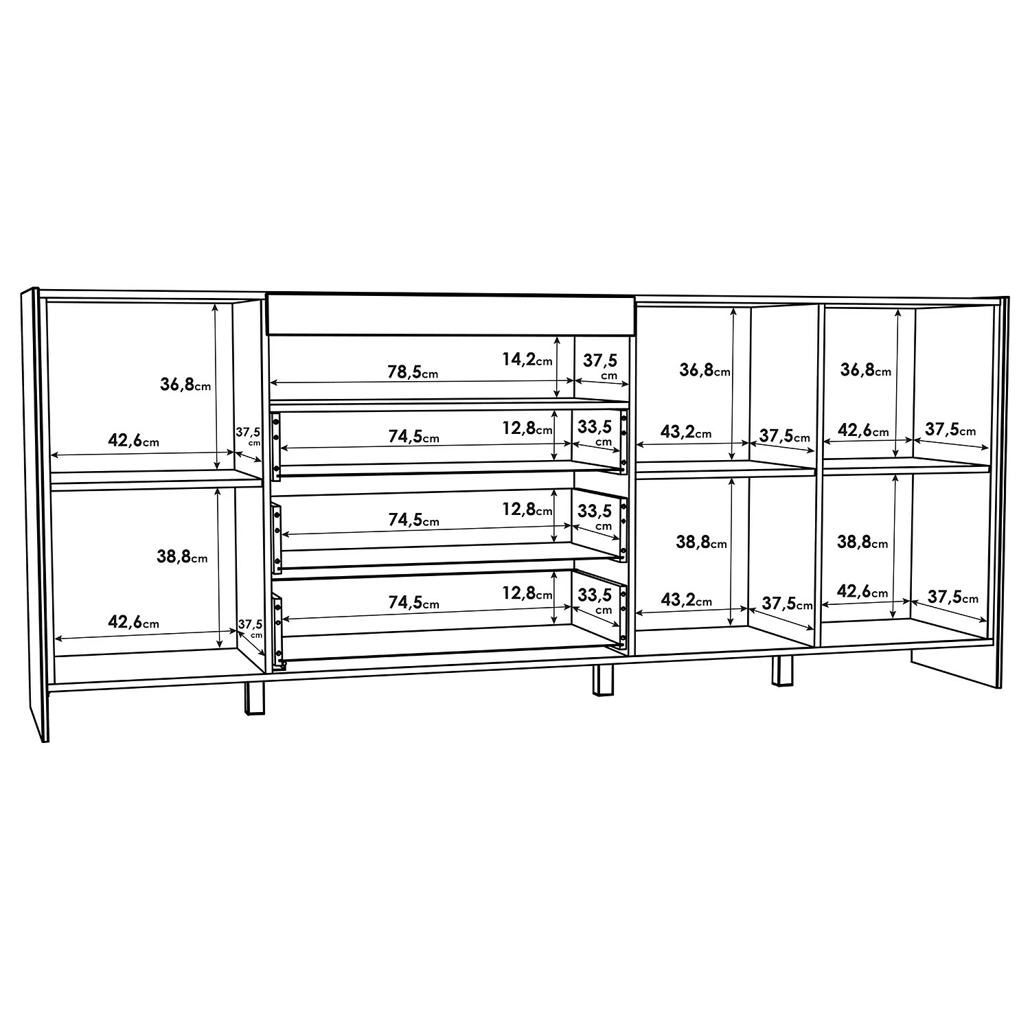 Loftscape Sideboard Urban II - Inkl. Beleuchtung - Weiß / Eiche Grau Dekor 10 Loftscape Sideboard Urban II - Inkl. Beleuchtung - Weiß / Eiche Grau Dekor – Bild 8