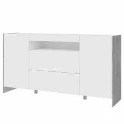 Loftscape Sideboard Urban I - Inkl. Beleuchtung - Weiß / Eiche Grau Dekor
