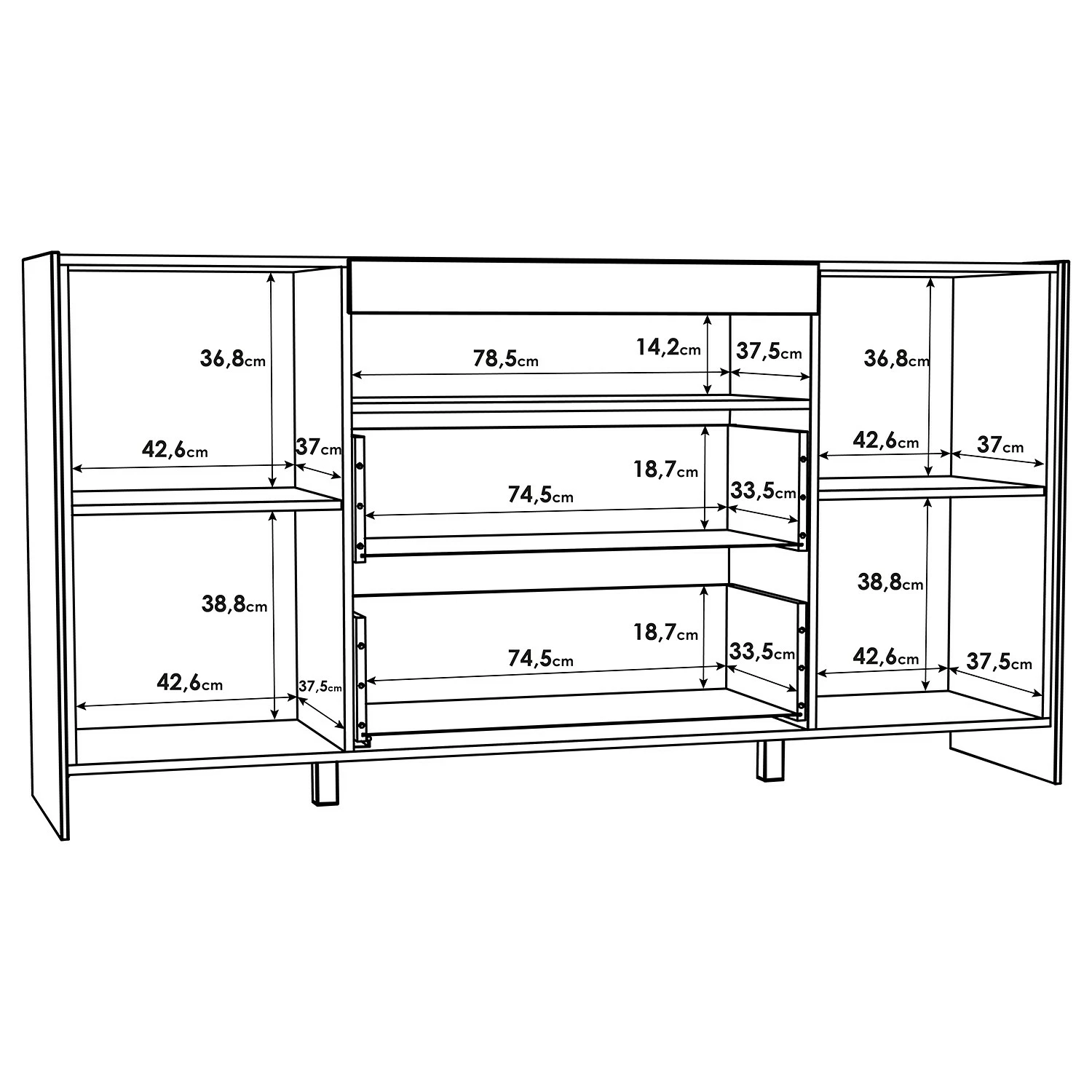 Loftscape Sideboard Urban I - Inkl. Beleuchtung - Weiß / Eiche Grau Dekor 9 Loftscape Sideboard Urban I - Inkl. Beleuchtung - Weiß / Eiche Grau Dekor – Bild 7