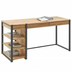 Ars manufacti Schreibtisch Robby - Eiche massiv / Metall - Eiche / Schwarz