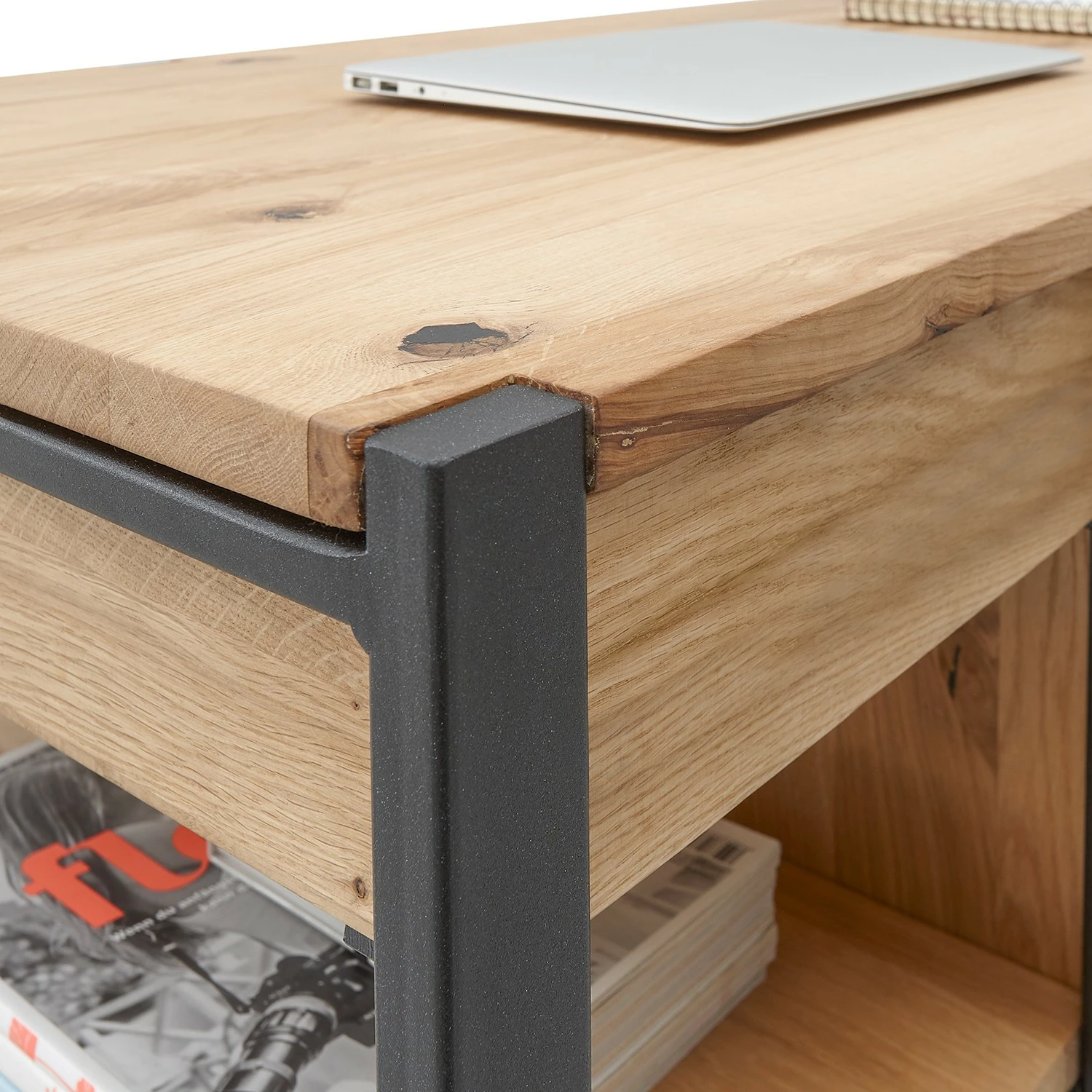 Ars manufacti Schreibtisch Robby - Eiche massiv / Metall - Eiche / Schwarz 7 Ars manufacti Schreibtisch Robby - Eiche massiv / Metall - Eiche / Schwarz – Bild 5