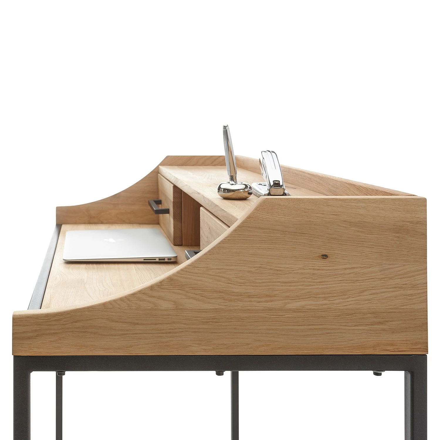 Ars manufacti Schreibtisch Poesie - Eiche massiv / Metall - Eiche / Schwarz 4 Ars manufacti Schreibtisch Poesie - Eiche massiv / Metall - Eiche / Schwarz – Bild 2