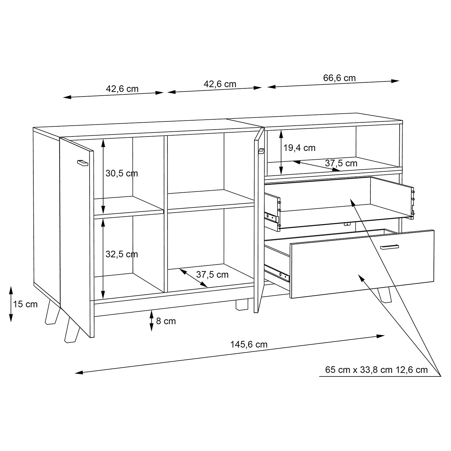 Loftscape Sideboard Pesaro I - Eiche Artisan Dekor / Schwarz 8 Loftscape Sideboard Pesaro I - Eiche Artisan Dekor / Schwarz – Bild 6