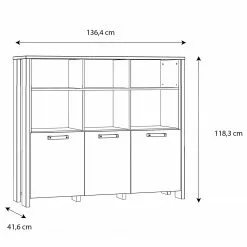 Fredriks Büroregal Clifford - Altholz Dekor / Dunkelgrau -Büromöbel Verkäufe 1000348167 220505 500 SKETCH DETAILS P000000001000348167 sketch