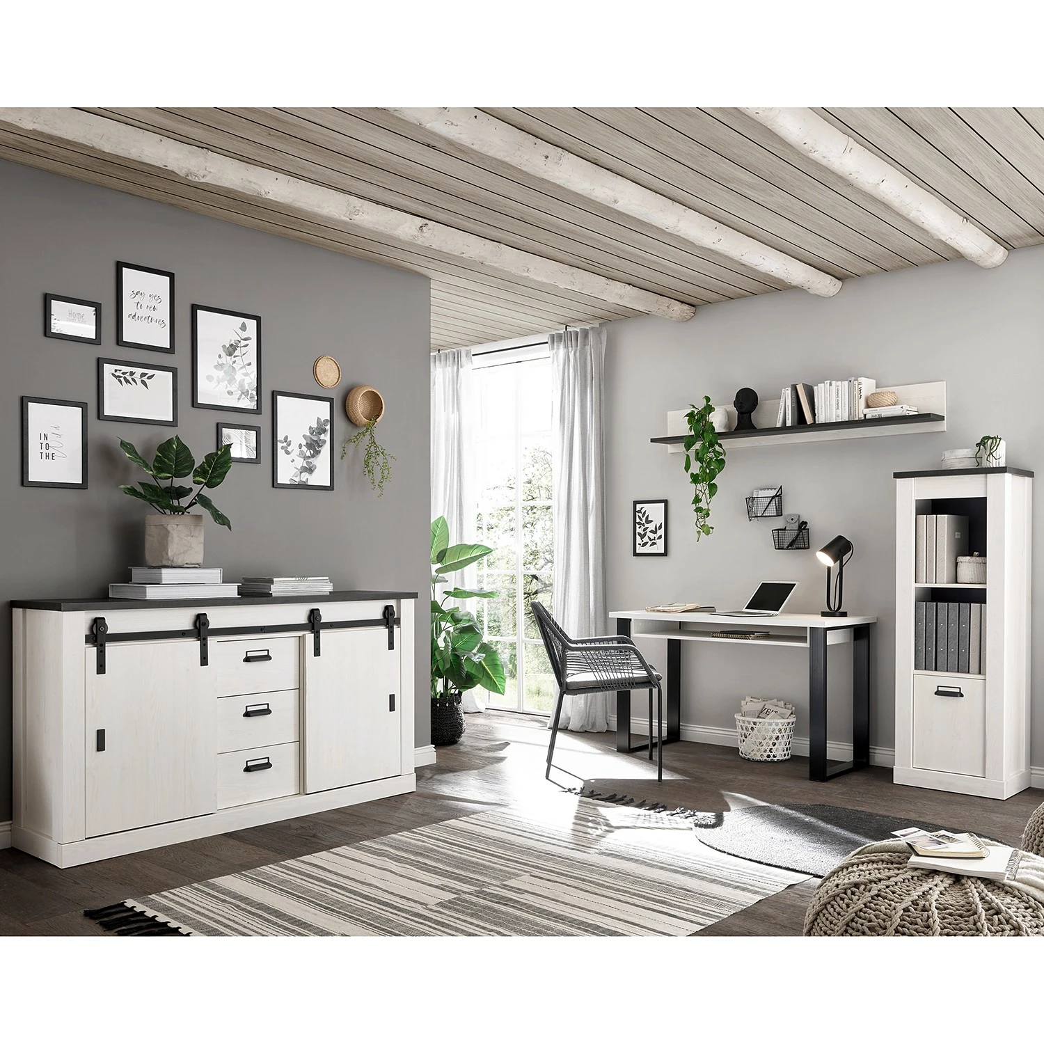 Ridgevalley Büro-Set Shutter V (4-teilig) - Pinie Weiß Dekor 3 Ridgevalley Büro-Set Shutter V (4-teilig) - Pinie Weiß Dekor