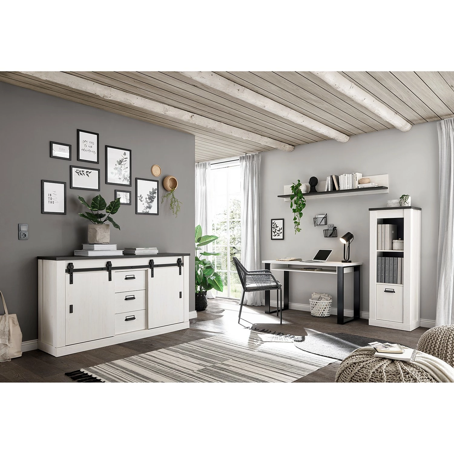 Ridgevalley Büro-Set Shutter V (4-teilig) - Pinie Weiß Dekor 4 Ridgevalley Büro-Set Shutter V (4-teilig) - Pinie Weiß Dekor – Bild 2